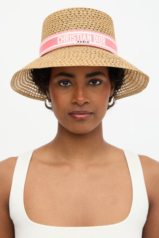 Dior Straw D-Bobby Large Brim Hat