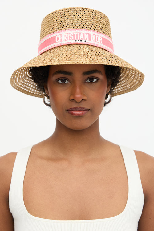 Dior Straw D-Bobby Large Brim Hat