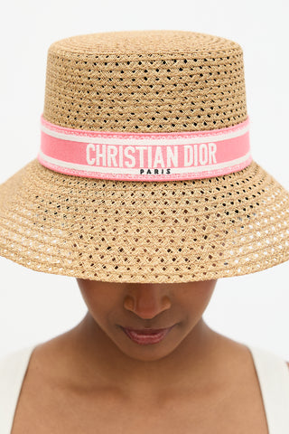 Dior Straw D-Bobby Large Brim Hat