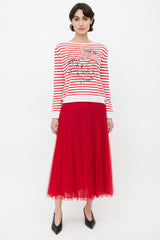 Dior Summer 2020 Red & White Dioramour Stripes Sweater