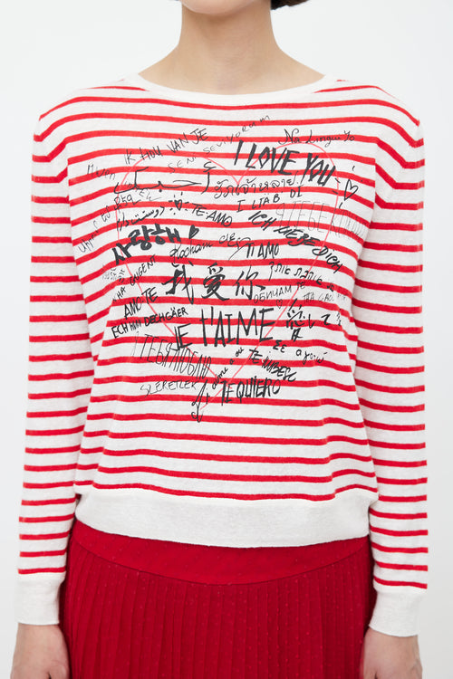 Dior Summer 2020 Red & White Dioramour Stripes Sweater