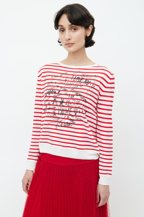 Dior Summer 2020 Red & White Dioramour Stripes Sweater