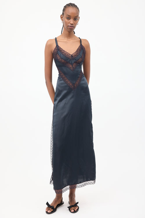 black vintage slip dress 1940s Sheer Lace Madly Adjustable thin spaghetti straps Vintage 90s Black Lace Slip