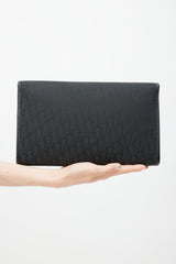 Dior Vintage Black Trotter Canvas Chain Clutch
