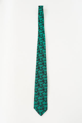 Dior Vintage Green & Black Abstract Jacquard Tie