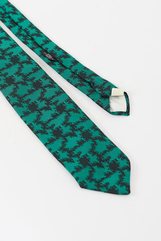 Dior Vintage Green & Black Abstract Jacquard Tie