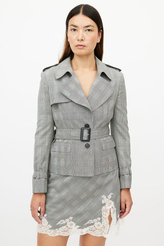 Dior Vintage Grey Glen Check & Lace Suit