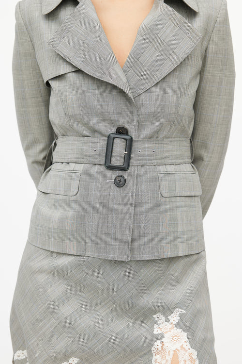Dior Vintage Grey Glen Check & Lace Suit
