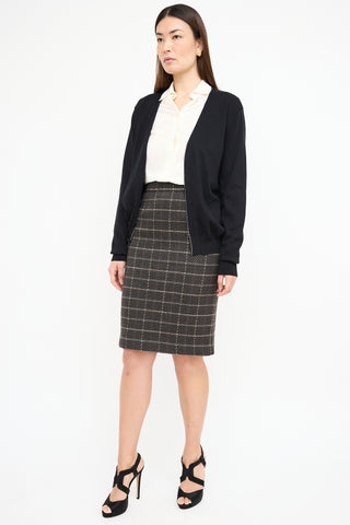 Dior Vintage Grey & Multi Wool Check Skirt