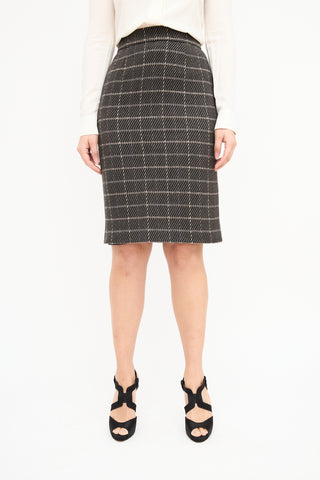 Dior Vintage Grey & Multi Wool Check Skirt