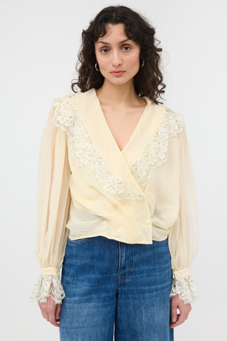 Dior Vintage Silk & Lace Blouse