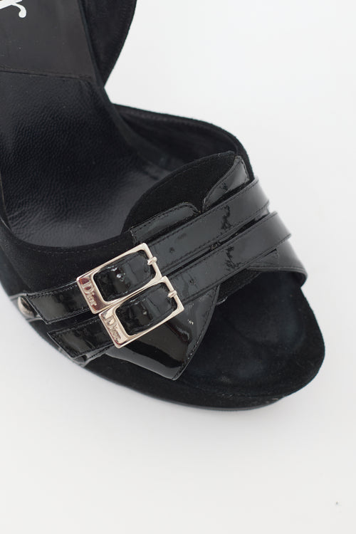 Dior Vintage Black Suede Buckle Platform Heel