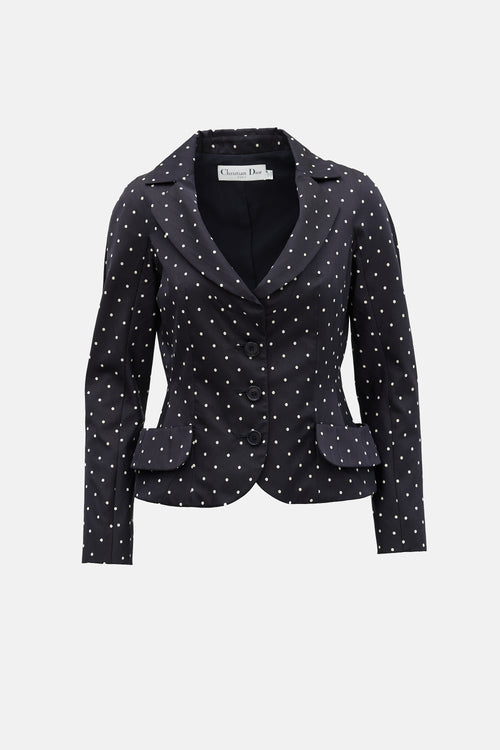 Dior Vintage Silk Polka Dot Bar Jacket