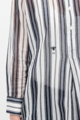 Dior White & Black Sheer Striped Shirt