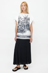 Dior White & Black Silk Toile Du Jouy Top