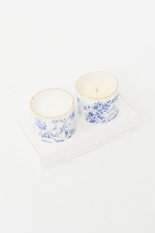 Dior White & Blue 140g Scented 2 Piece Candles