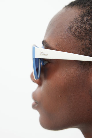 Dior White & Blue Decale 1 Circular Sunglasses