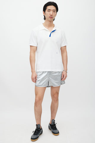 Dior White & Blue Embroidered Polo