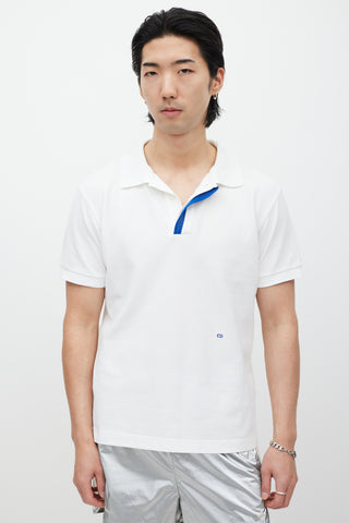 Dior White & Blue Embroidered Polo