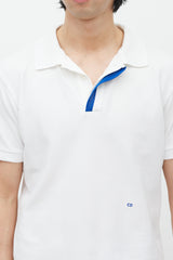 Dior White & Blue Embroidered Polo