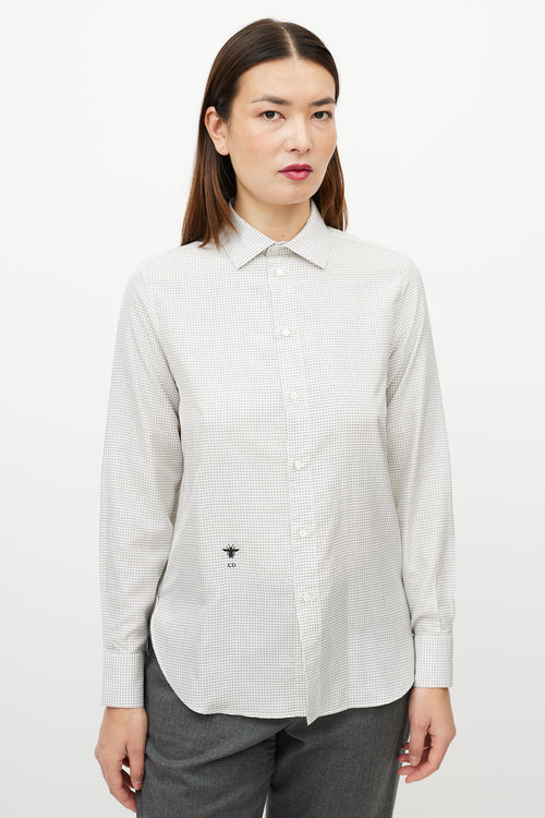Dior White & Black Silk Checked Shirt