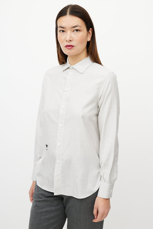 Dior White & Black Silk Checked Shirt