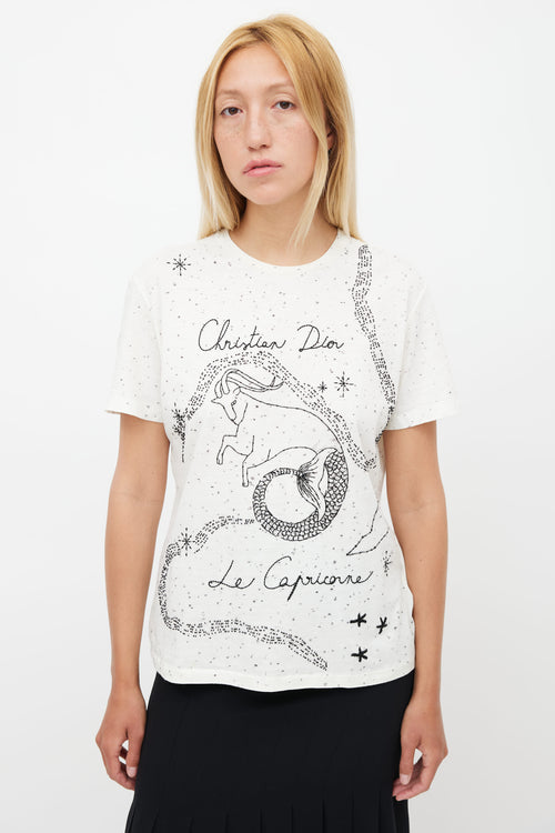 Dior White Embroidered Le Capricorne T-Shirt