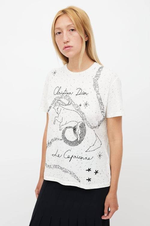 Dior White Embroidered Le Capricorne T-Shirt