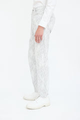 Dior White & Grey Embroidered Oblique Jeans