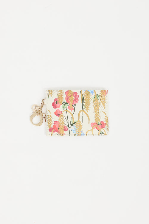 Dior White & Multi Lady Dior Hibiscus Card Holder