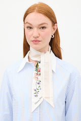 Dior White & Multi Silk D-Floral Mitzah Twill Scarf