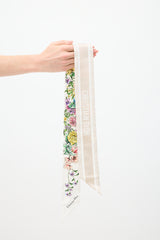 Dior White & Multi Silk D-Floral Mitzah Twill Scarf