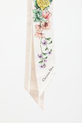 Dior White & Multi Silk D-Floral Mitzah Twill Scarf