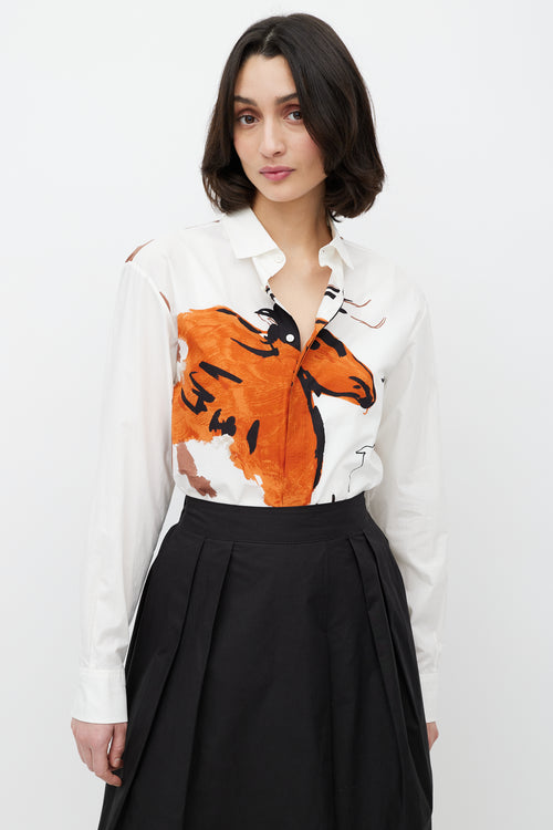 Dior White & Multicolour Print Shirt