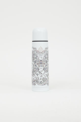 Dior White & Multicolour Printed Water Bottle