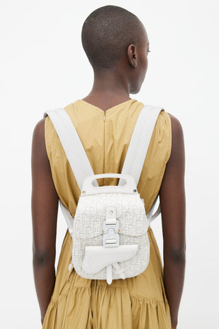 Dior White Oblique Canvas Mini Saddle Backpack