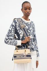 Dior Wicker & Oblique Jacquard Medium Lady Dior Bag