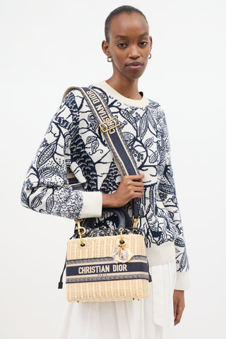 Dior Wicker & Oblique Jacquard Medium Lady Dior Bag