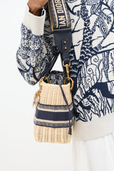 Dior Wicker & Oblique Jacquard Medium Lady Dior Bag
