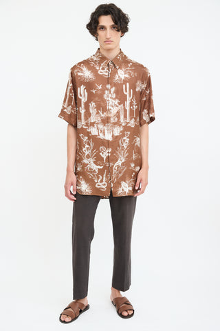 Dior X Cactus Jack Brown & White Oversized Printed Shirt