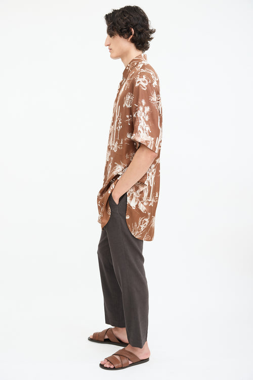 Dior X Cactus Jack Brown & White Oversized Printed Shirt