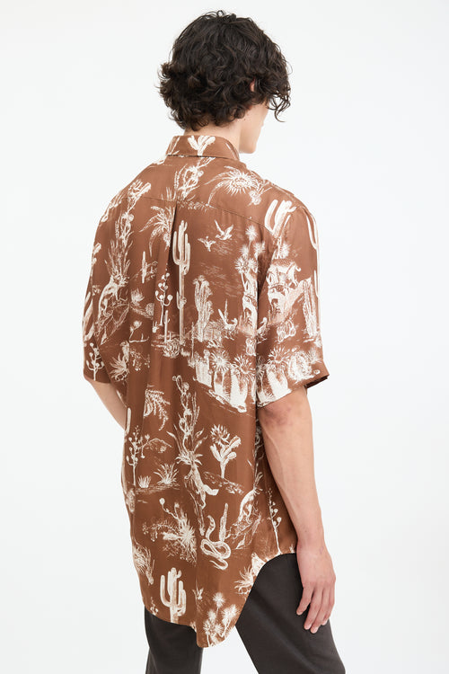 Dior X Cactus Jack Brown & White Oversized Printed Shirt