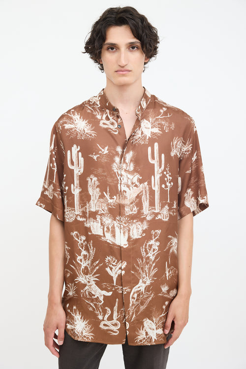 Dior X Cactus Jack Brown & White Oversized Printed Shirt