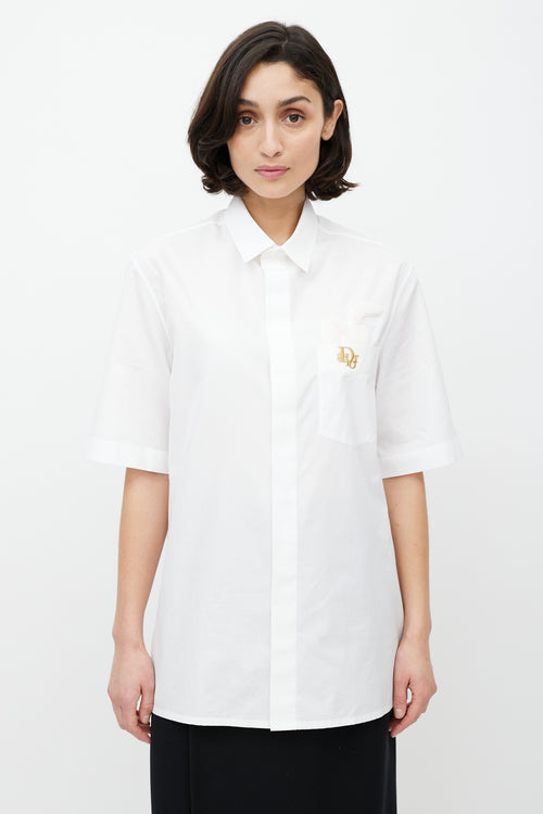 Dior X ERL White & Gold Embroidered Shirt