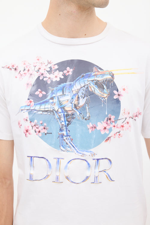 Dior X Sorayama 2019 White & Multicolour Dinosaur Graphic T-Shirt