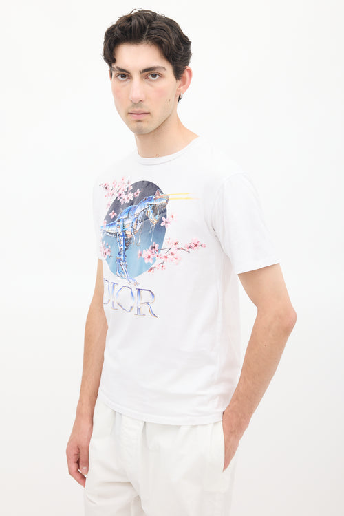 Dior X Sorayama 2019 White & Multicolour Dinosaur Graphic T-Shirt