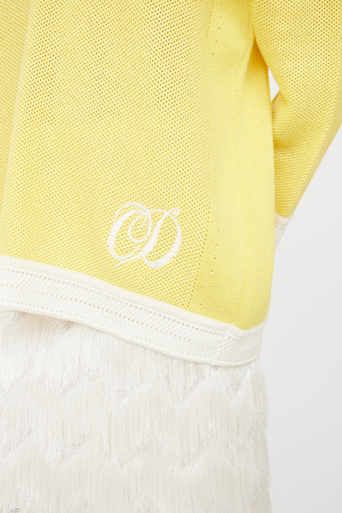 Dior Yellow Sparkle V-neck Sweater