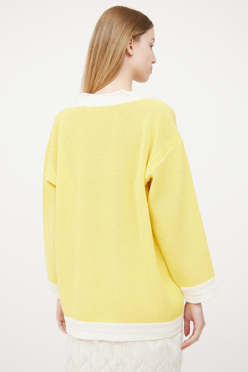 Dior Yellow Sparkle V-neck Sweater