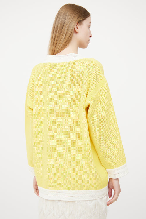 Dior Yellow Sparkle V-neck Sweater