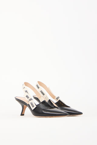 Dior Black Leather J'Adior Slingback Heel